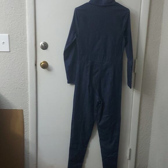 Love Highlight Blue Zip Denim 4 PocketJumpsuit L Utility Streetwear Casual Skate - Picture 3 of 9